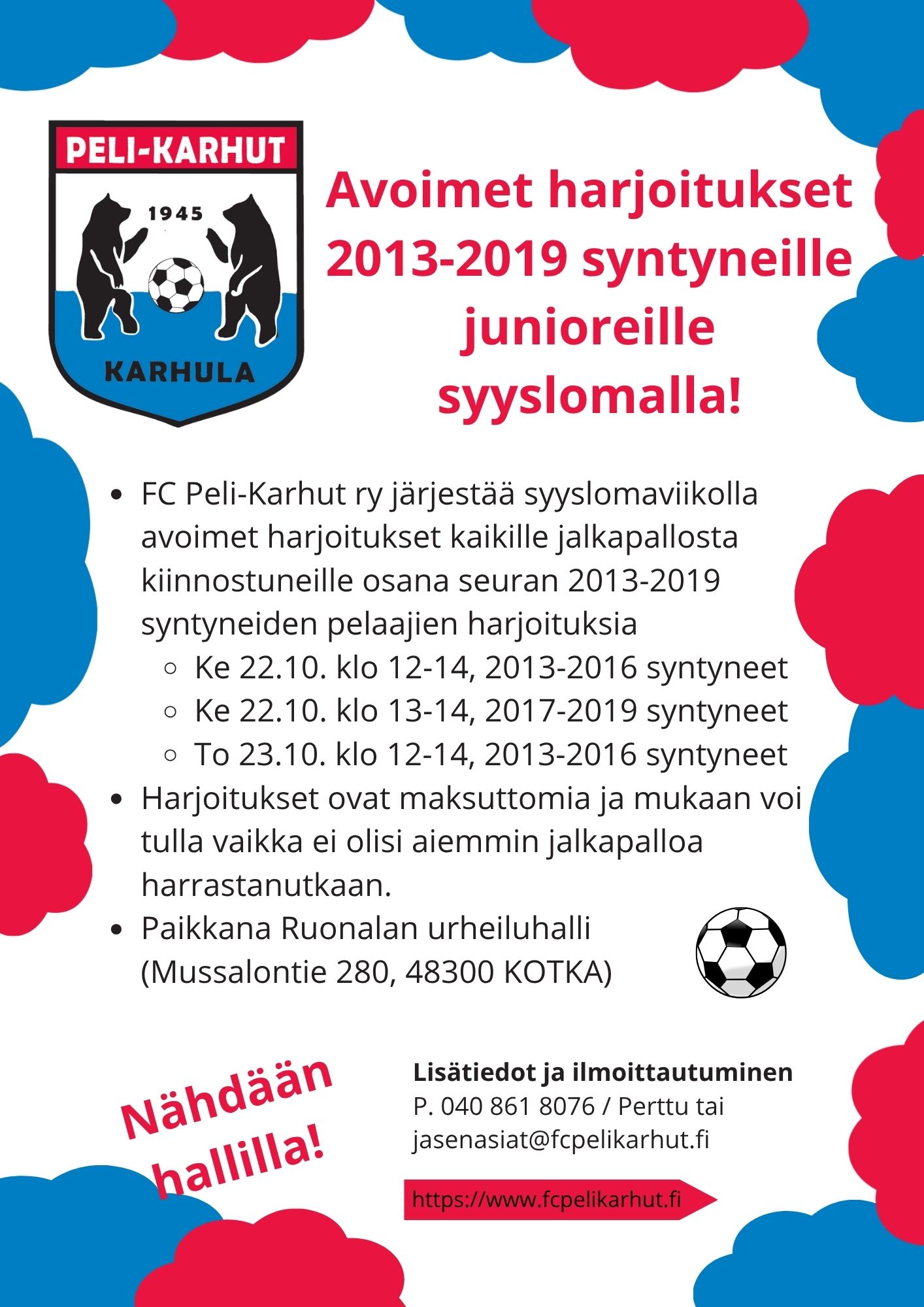 Avoimet harjoitukset syyslomaviikolla